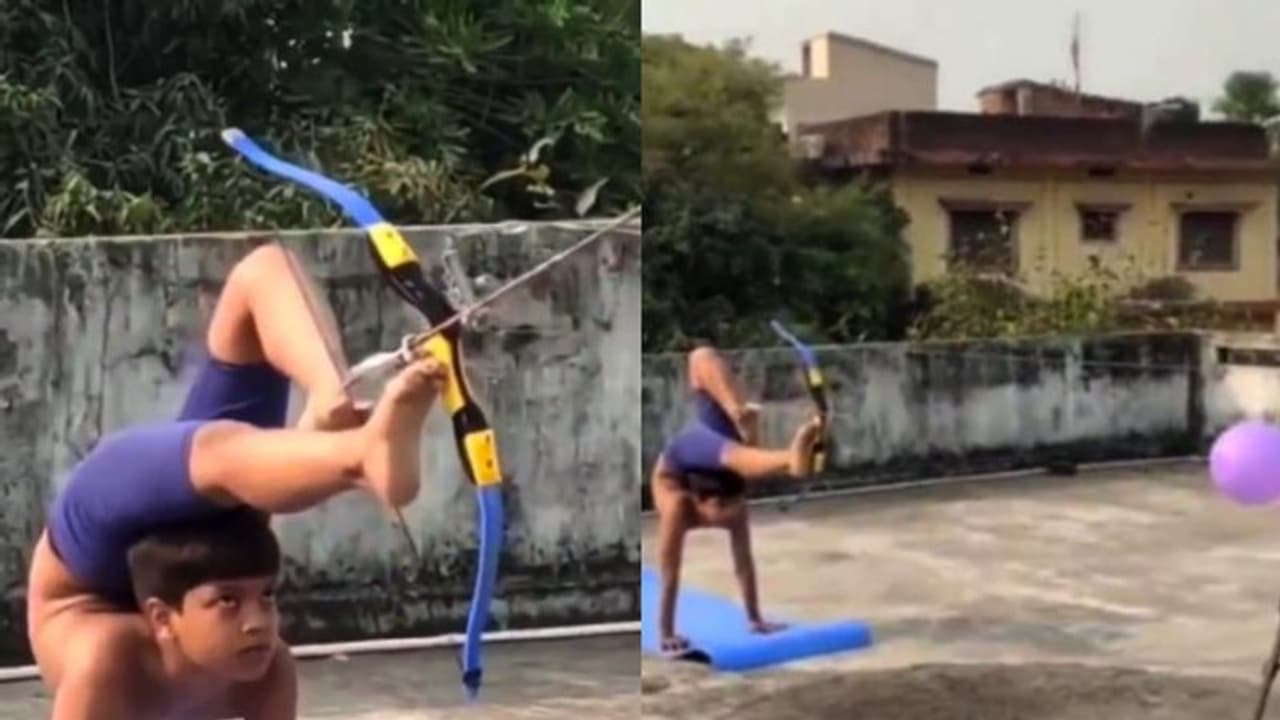 കാൽ വിരലുകളാല് അമ്പ് തൊടുത്തുവിടുന്ന ബാലന്; വൈറലായി വീഡിയോ കാൽ വിരലുകളാല് അമ്പ് തൊടുത്തുവിടുന്ന ബാലന്; വൈറലായി വീഡിയോ