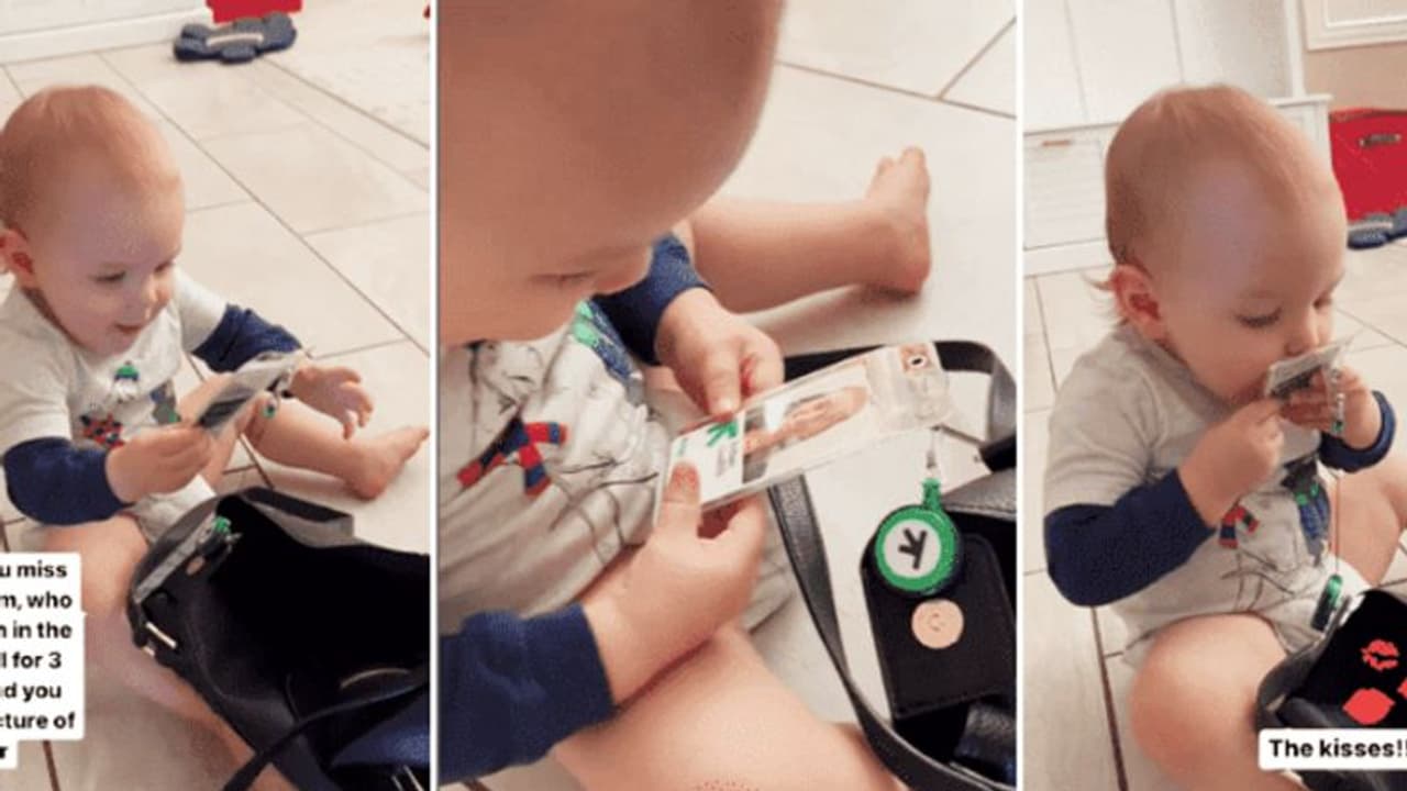 ആശുപത്രിയിലായ അമ്മയുടെ ചിത്രത്തില്‍ ഉമ്മവയ്ക്കുന്ന കുരുന്ന്; വൈറലായി വീഡിയോ