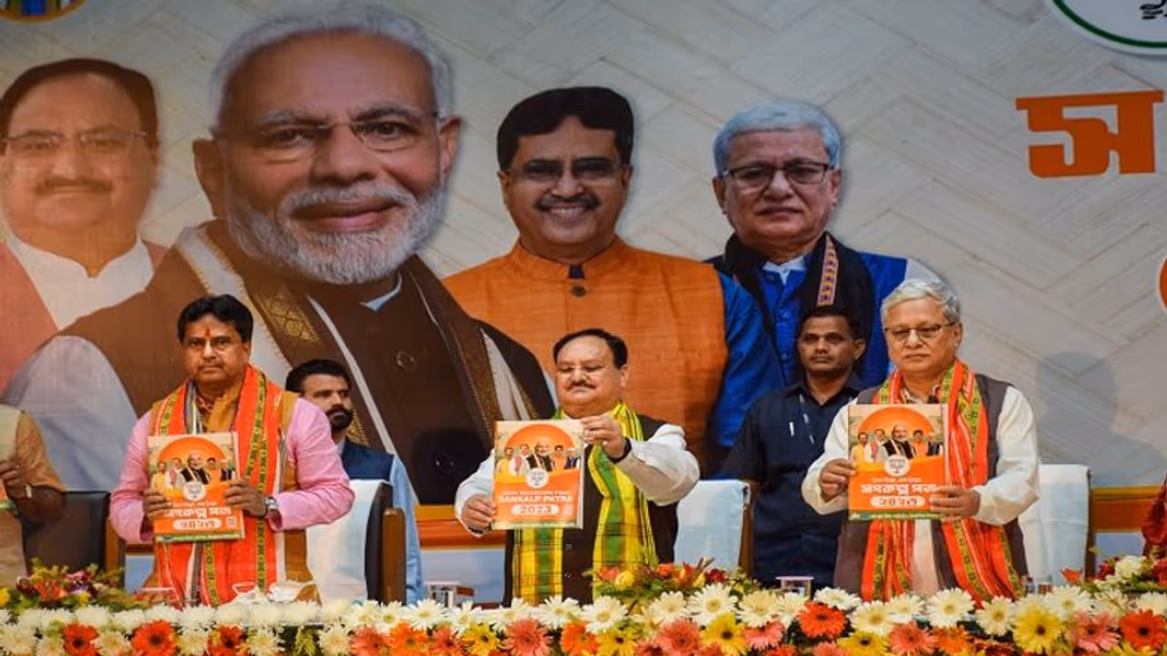 Tripura election 2023: BJP President JP Nadda along with CM Manik Saha releases party's manifesto Tripura election 2023: BJP President JP Nadda along with CM Manik Saha releases party's manifesto