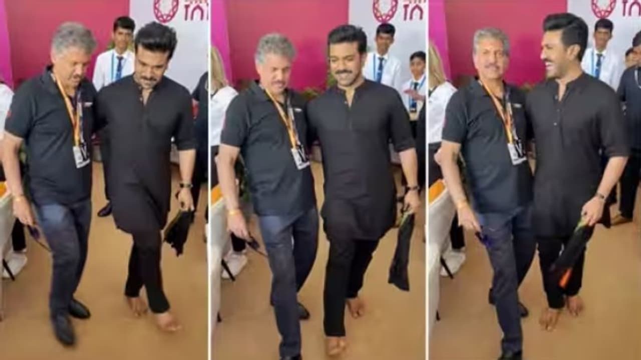 ராம்சரண் உடன் சேர்ந்து ஆர்.ஆர்.ஆர் படத்தின் நாட்டு நாட்டு பாடலுக்கு ஆட்டம் போட்ட ஆனந்த் மஹிந்திரா