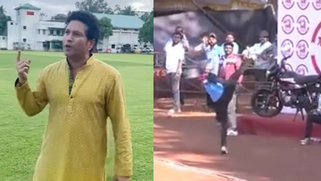 క్రికెట్ బాల్తో ఫుట్బాల్ ఆడి క్యాచ్ పట్టిన ఫీల్డర్... సచిన్ టెండూల్కర్ రియాక్షన్ ఏంటంటే... క్రికెట్ బాల్తో ఫుట్బాల్ ఆడి క్యాచ్ పట్టిన ఫీల్డర్... సచిన్ టెండూల్కర్ రియాక్షన్ ఏంటంటే...