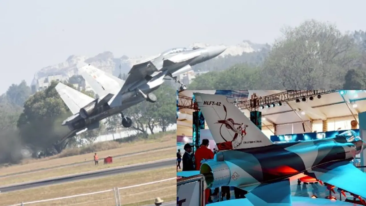 Aero India: ಬಾನಂಗಳದಲ್ಲಿ ವಿಮಾನಗಳ ಚಿತ್ತಾರ: ಜನಾಕರ್ಷಣೆಗೊಂಡ ಆಂಜನೇಯ ಯುದ್ದ ವಿಮಾನ Aero India: ಬಾನಂಗಳದಲ್ಲಿ ವಿಮಾನಗಳ ಚಿತ್ತಾರ: ಜನಾಕರ್ಷಣೆಗೊಂಡ ಆಂಜನೇಯ ಯುದ್ದ ವಿಮಾನ