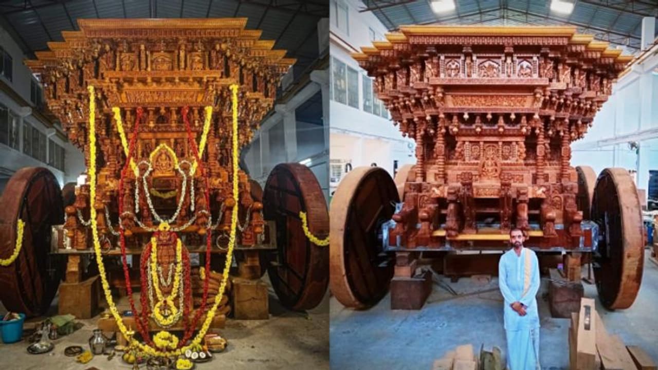 മൂകാംബിക ക്ഷേത്രത്തിന് ഇനി പുതിയ ബ്രഹ്മരഥം, രണ്ട് കോടി രൂപ നിര്മാണ ചെലവ്, സമര്പ്പണ ചടങ്ങുകള് നാളെ മൂകാംബിക ക്ഷേത്രത്തിന് ഇനി പുതിയ ബ്രഹ്മരഥം, രണ്ട് കോടി രൂപ നിര്മാണ ചെലവ്, സമര്പ്പണ ചടങ്ങുകള് നാളെ