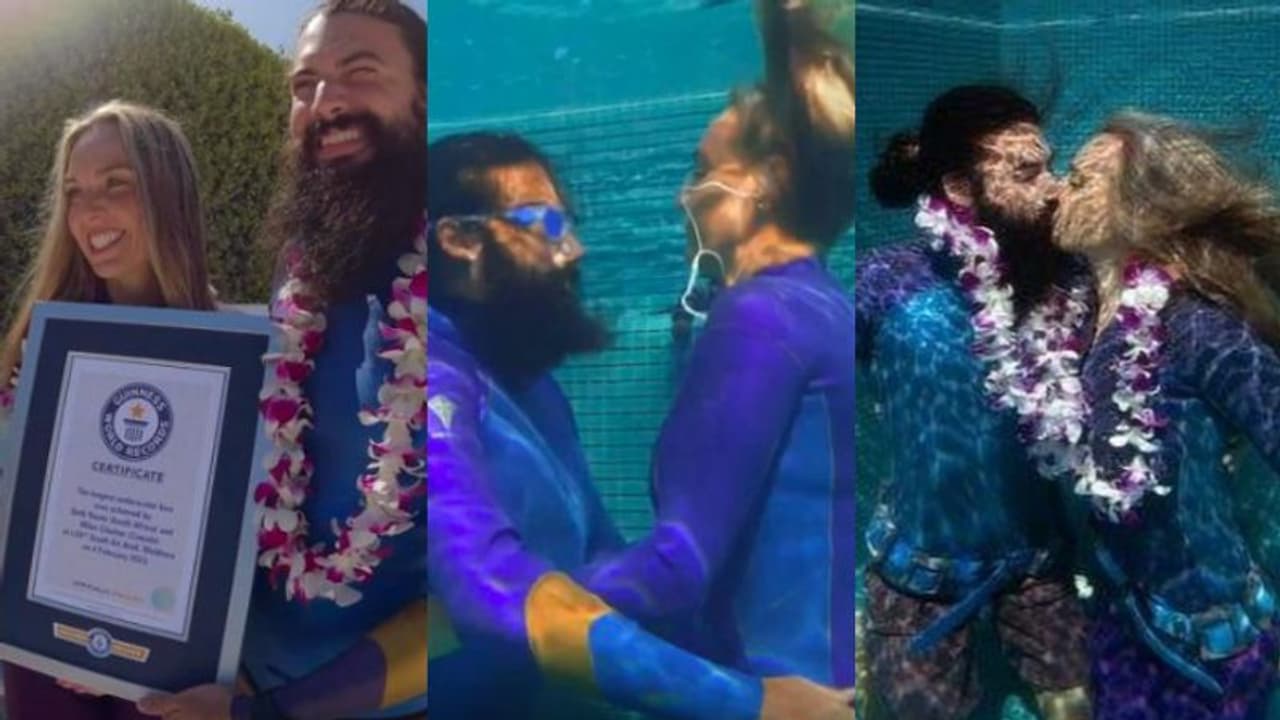 വെള്ളത്തിനടിയില് പരസ്പരം ചുംബിച്ച് പ്രണയിതാക്കള്; ഗിന്നസ് റെക്കോര്ഡും നേടി! വെള്ളത്തിനടിയില് പരസ്പരം ചുംബിച്ച് പ്രണയിതാക്കള്; ഗിന്നസ് റെക്കോര്ഡും നേടി!