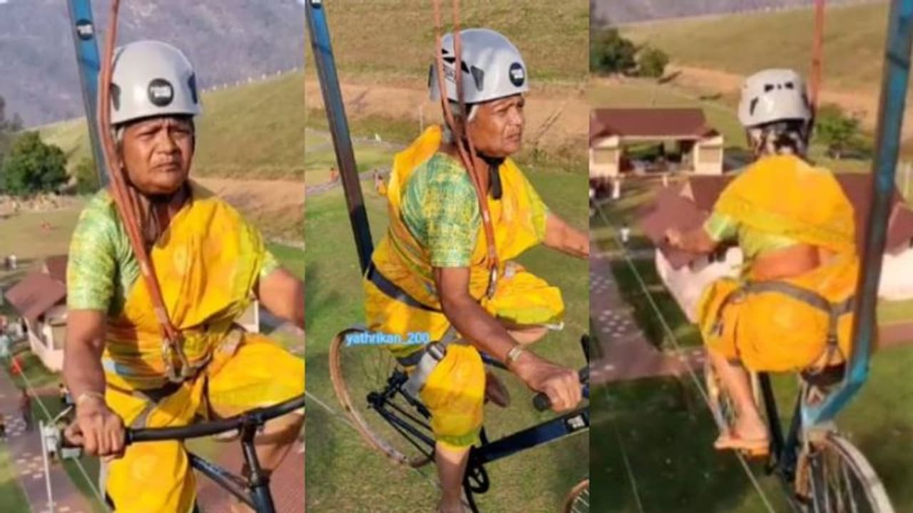 മഞ്ഞ സാരിയില് റോപ്പ് സൈക്ലിംഗ് ചെയ്യുന്ന മുത്തശ്ശി; വൈറലായി വീഡിയോ മഞ്ഞ സാരിയില് റോപ്പ് സൈക്ലിംഗ് ചെയ്യുന്ന മുത്തശ്ശി; വൈറലായി വീഡിയോ