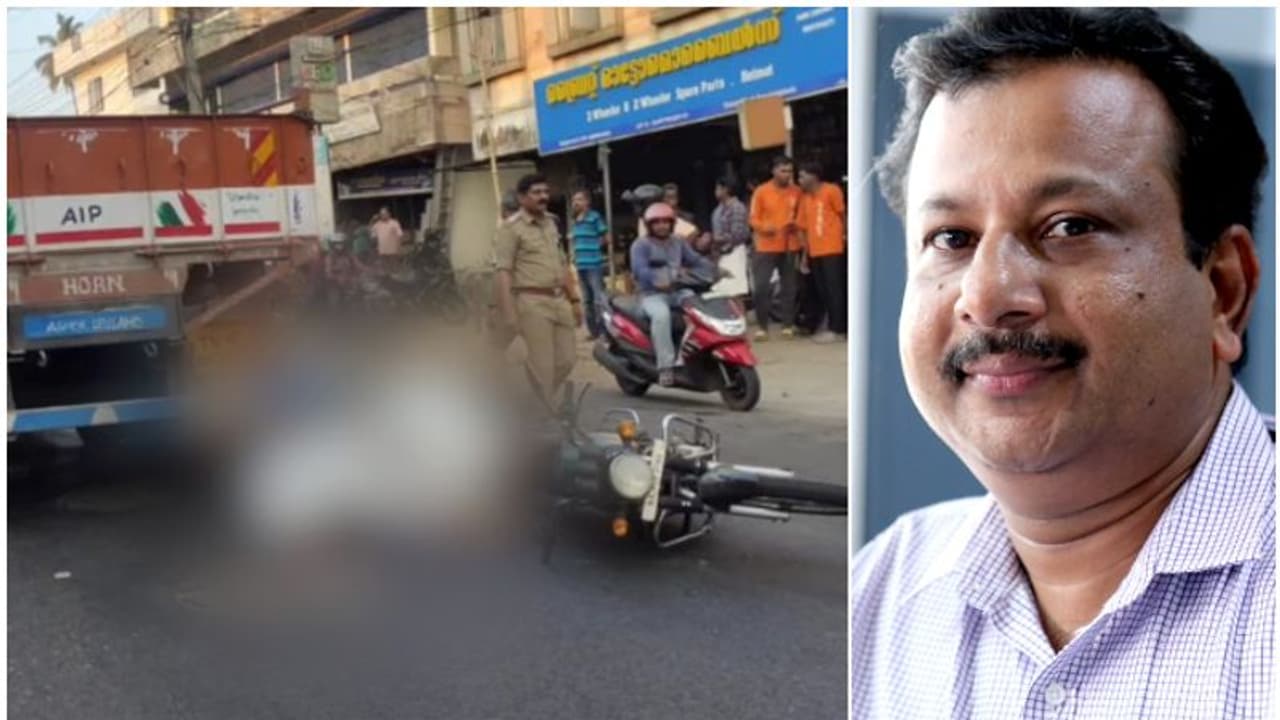 നിയന്ത്രണം വിട്ട ബൈക്ക് ലോറിക്ക് അടിയില്‍പ്പെട്ടു; ചക്രം തലയില്‍ കയറിയിറങ്ങി 52കാരന് ദാരുണാന്ത്യം