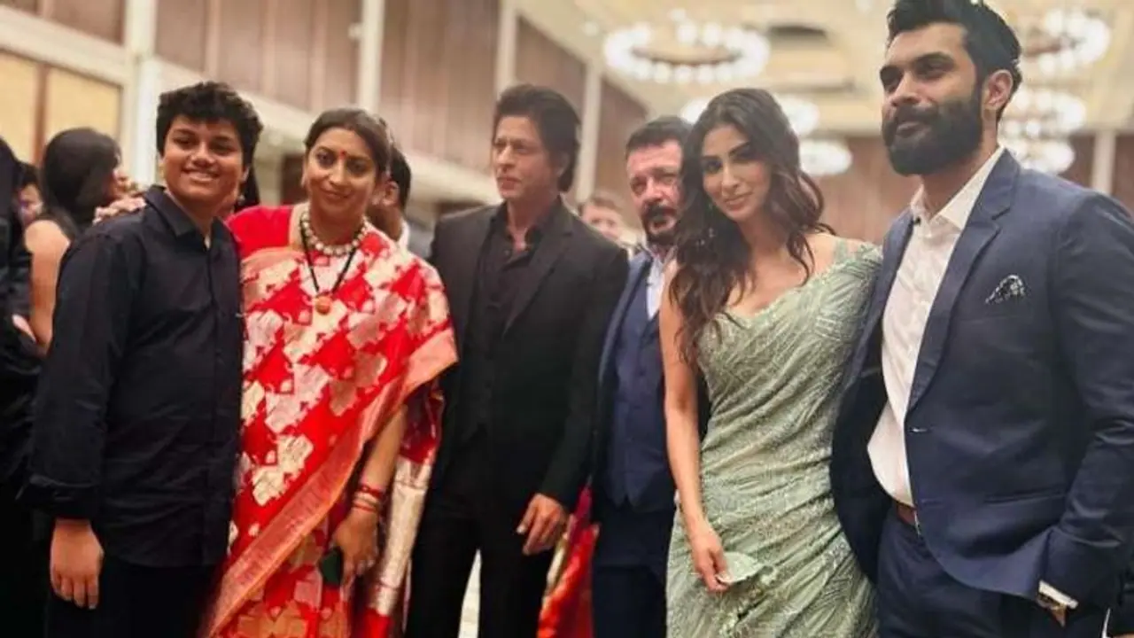Pathaan star Shah Rukh attends Smriti Irani’s daughter Shanelle’s wedding reception along with other stars