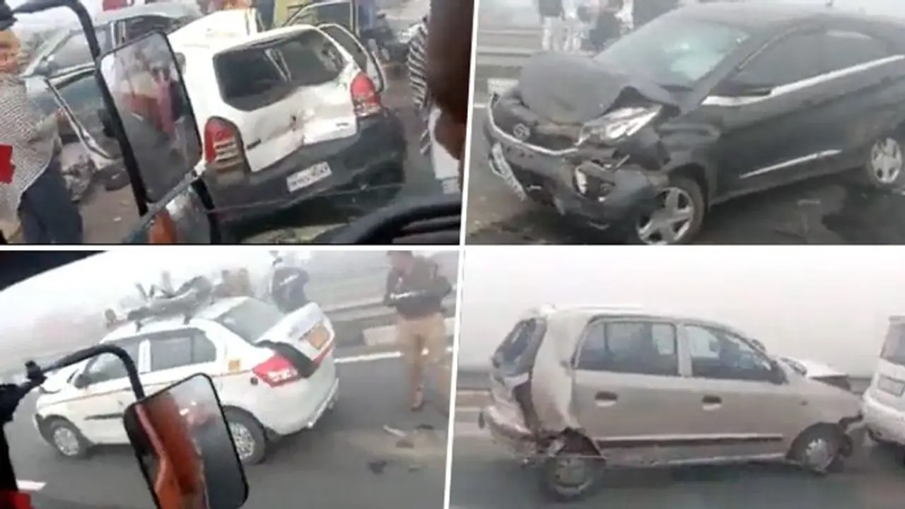 Ghaziabad: Amid dense fog, over dozen vehicles collide on Delhi Meerut Expressway; 1 seriously injured