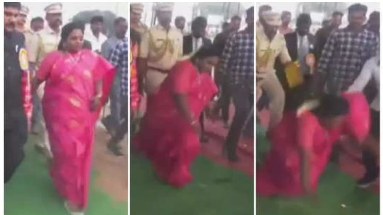 തമിഴ്നാട്ടിൽ റോക്കറ്റ് വിക്ഷേപണത്തിന് എത്തി; തെലങ്കാന ഗവർണർ അടിതെറ്റി വീണു, സുരക്ഷാ ഉദ്യോഗസ്ഥർ രക്ഷയ്ക്കെത്തി തമിഴ്നാട്ടിൽ റോക്കറ്റ് വിക്ഷേപണത്തിന് എത്തി; തെലങ്കാന ഗവർണർ അടിതെറ്റി വീണു, സുരക്ഷാ ഉദ്യോഗസ്ഥർ രക്ഷയ്ക്കെത്തി