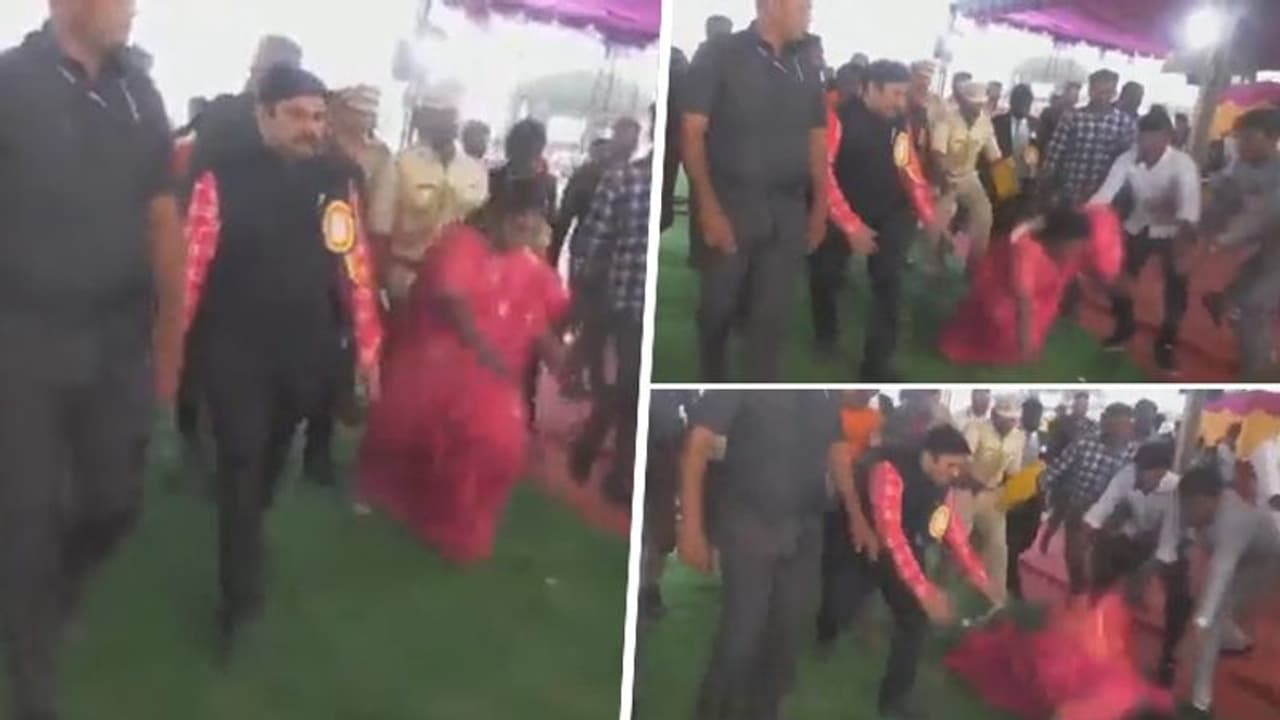 Telangana Governor Tamilisai Soundarajan falls at hybrid rocket launch event in TN; video goes viral Telangana Governor Tamilisai Soundarajan falls at hybrid rocket launch event in TN; video goes viral