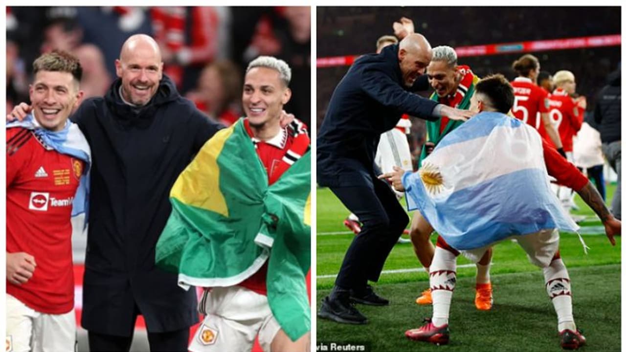 ആശാന്റെ ആഘോഷം ശിഷ്യര്‍ക്കൊപ്പം! വൈറലായി ടെന്‍ ഹാഗിന്റെ ഡാന്‍സ്; കൂടെ ആന്റണിയും ലിസാന്‍ഡ്രോ മാര്‍ട്ടിനെസും