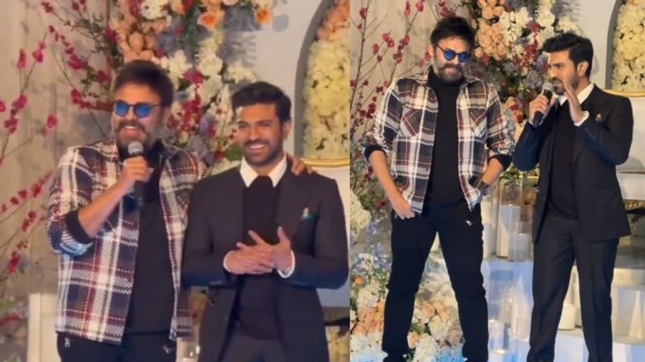 యుఎస్ లో పెళ్లి వేడుకలో చరణ్, వెంకటేష్ సర్ప్రైజ్.. మెగా పవర్ స్టార్ ని ఆటపట్టించిన సీనియర్ హీరో 