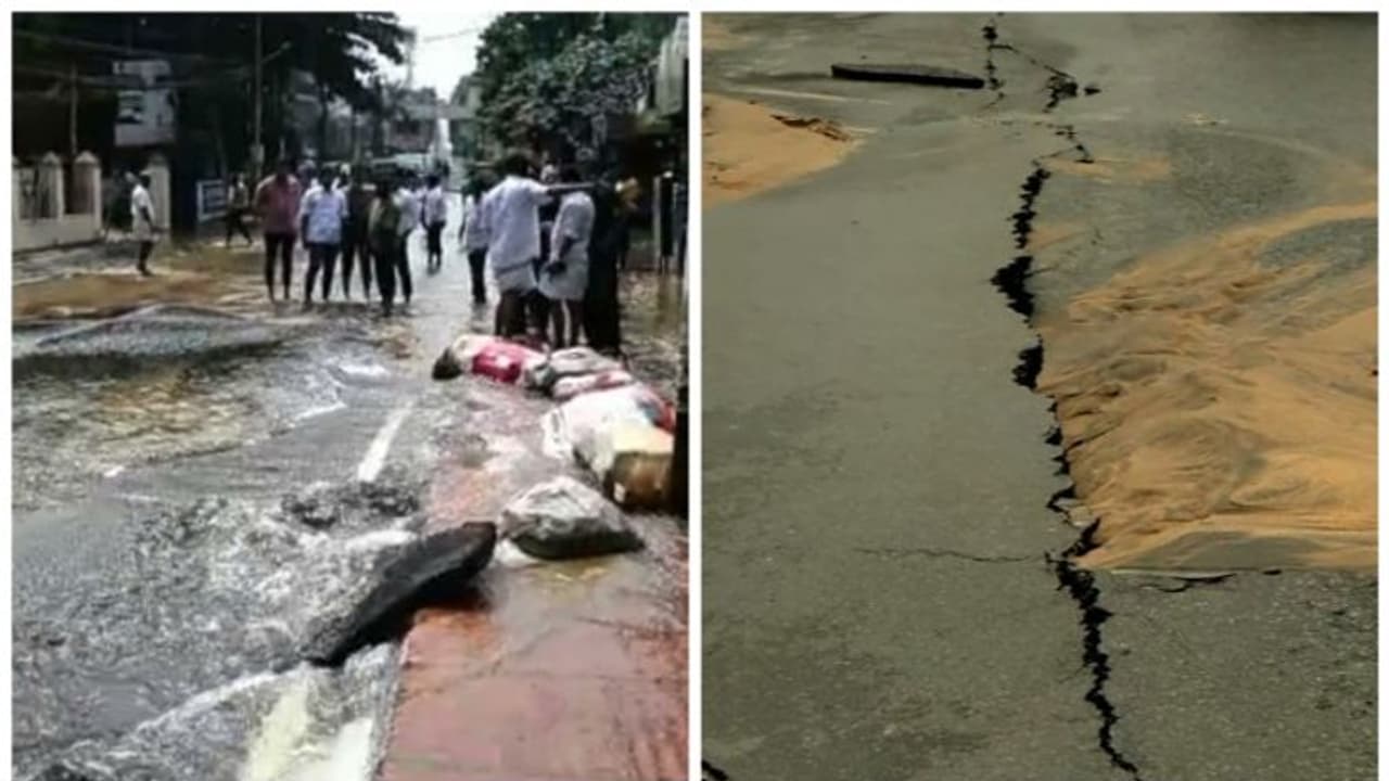 ജലക്ഷാമത്തിനിടെ തമ്മനത്ത് കുടിവെള്ള പൈപ് ലൈൻ പൊട്ടി, റോഡ് നെടുകേ പൊളിഞ്ഞ് വെള്ളം ഒഴുകുന്നു ജലക്ഷാമത്തിനിടെ തമ്മനത്ത് കുടിവെള്ള പൈപ് ലൈൻ പൊട്ടി, റോഡ് നെടുകേ പൊളിഞ്ഞ് വെള്ളം ഒഴുകുന്നു