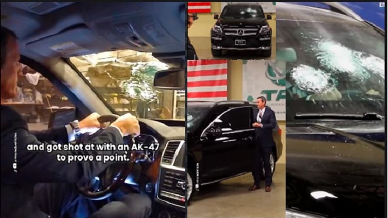 ಬುಲೆಟ್ ಪ್ರೂಫ್‌ ಕಾರಿಗೆ ಹೀಗೂ ಪ್ರಮೋಷನ್ : ತನ್ನ ಉತ್ಪನ್ನದ ಬಗ್ಗೆ ಅದೆಂಥಾ ವಿಶ್ವಾಸ ನೋಡಿ