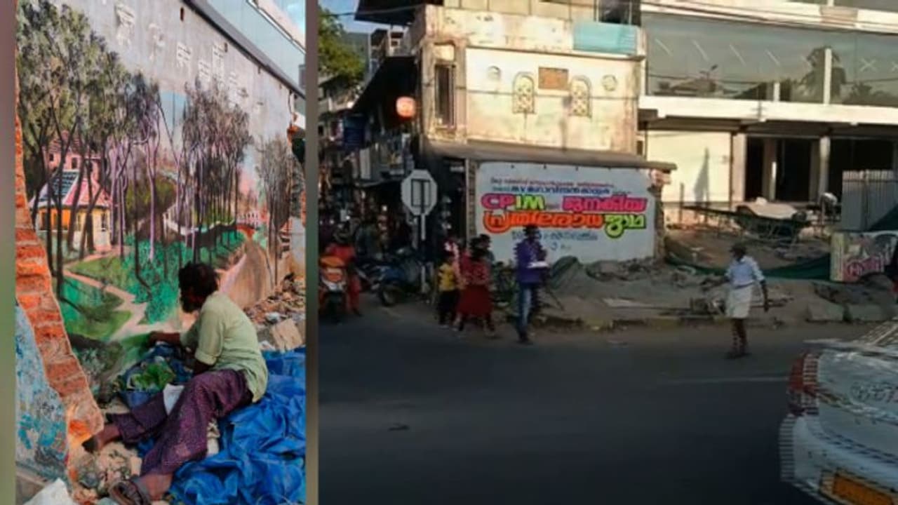 ഒരാഴ്ചയെടുത്ത് വരച്ച ചിത്രം സിപിഎം മായ്ച്ചു; വയോധികന്റെ വരുമാനം നിലച്ചു, കാണാനെത്തിയവർക്കും നിരാശ ഒരാഴ്ചയെടുത്ത് വരച്ച ചിത്രം സിപിഎം മായ്ച്ചു; വയോധികന്റെ വരുമാനം നിലച്ചു, കാണാനെത്തിയവർക്കും നിരാശ