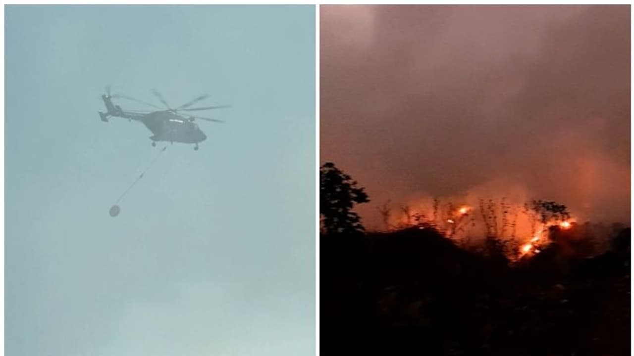 അണയാതെ തീ; ഹെലികോപ്റ്ററിലെത്തി വെള്ളം തളിച്ച് നേവി, ബ്രഹ്മപുരത്തെ പ്ലാന്റിലെ തീയണയ്ക്കാന് തീവ്ര ശ്രമം അണയാതെ തീ; ഹെലികോപ്റ്ററിലെത്തി വെള്ളം തളിച്ച് നേവി, ബ്രഹ്മപുരത്തെ പ്ലാന്റിലെ തീയണയ്ക്കാന് തീവ്ര ശ്രമം