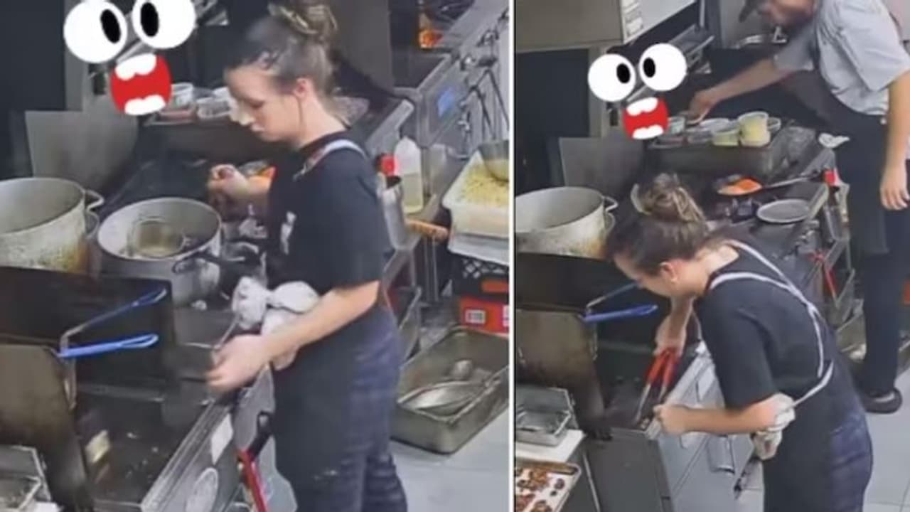 പാചകത്തിനിടെ ഫോണ്‍ ഫ്രയറിനകത്ത് വീണു; ഹോട്ടല്‍ ജീവനക്കാരിയുടെ വീഡിയോ വൈറല്‍