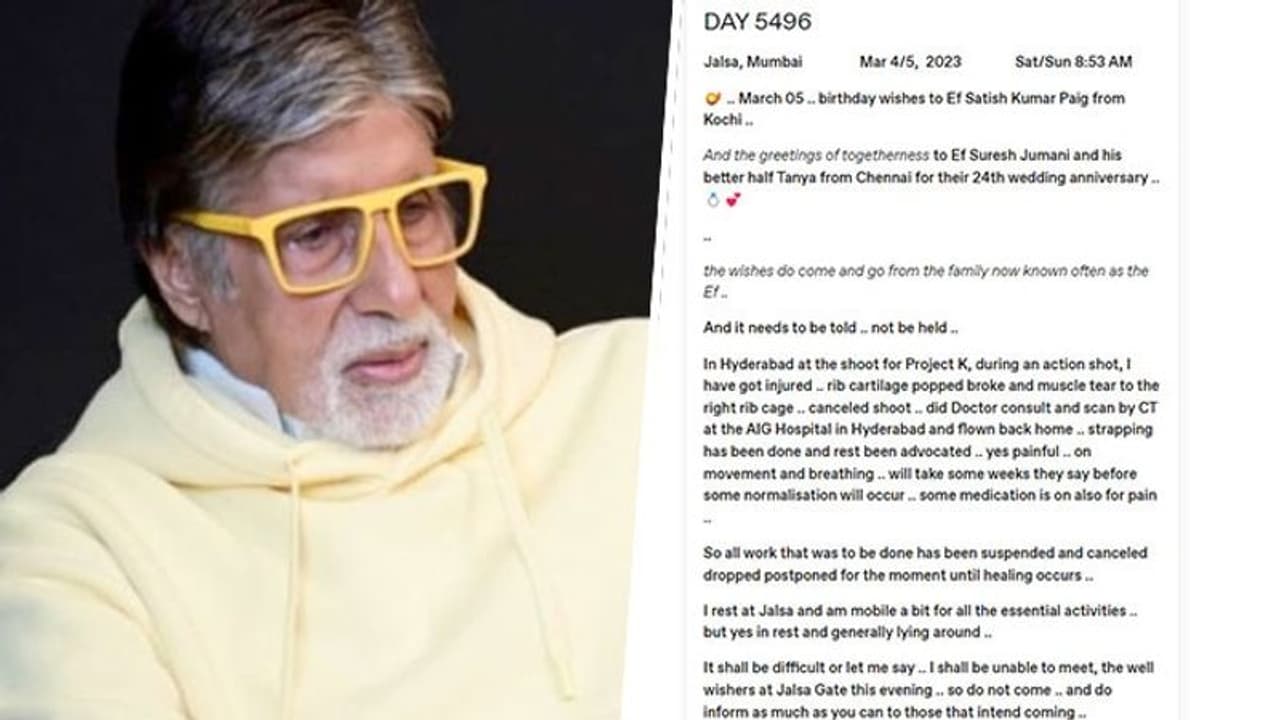 Amitabh Bachchan gets injured severely at Project K shoot, actor flew back home Amitabh Bachchan gets injured severely at Project K shoot, actor flew back home