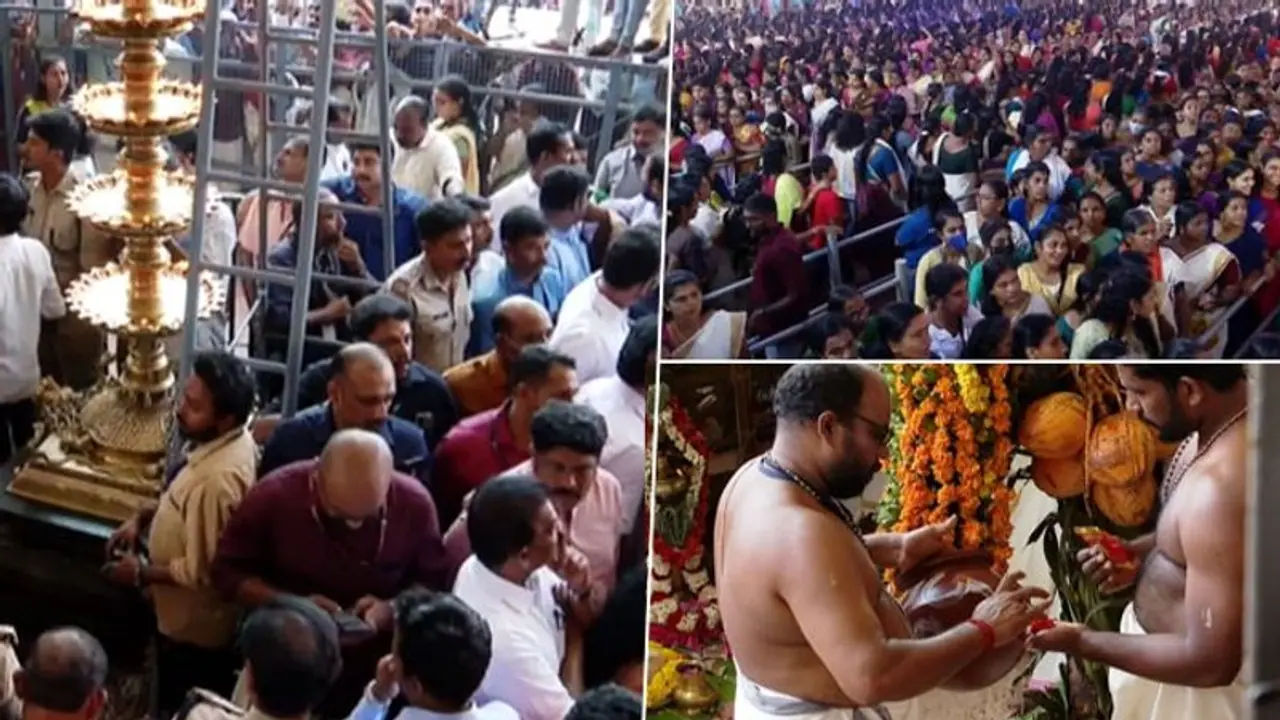 Attukal Pongala 2023: Watch lakhs of women throng Thiruvananthapuram's Bhagavathy temple for festivities