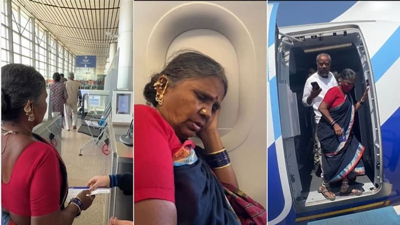 మొదటిసారి విమానం ఎక్కిన గంగవ్వ.. వీడియో వైరల్... 