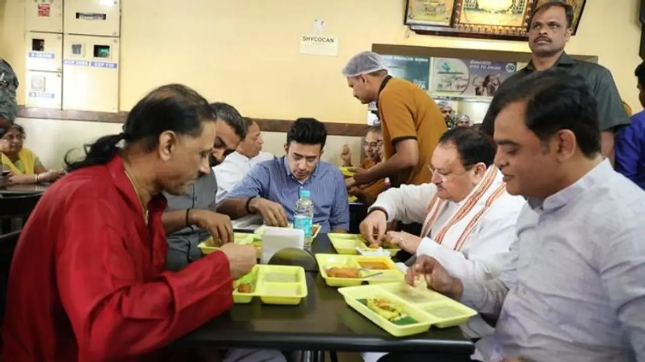 பெங்களூருவில் உள்ள பிரபல சி.டி.ஆர் ஹோட்டலுக்கு வந்த ஜே.பி நட்டா.. ஏன் தெரியுமா.?