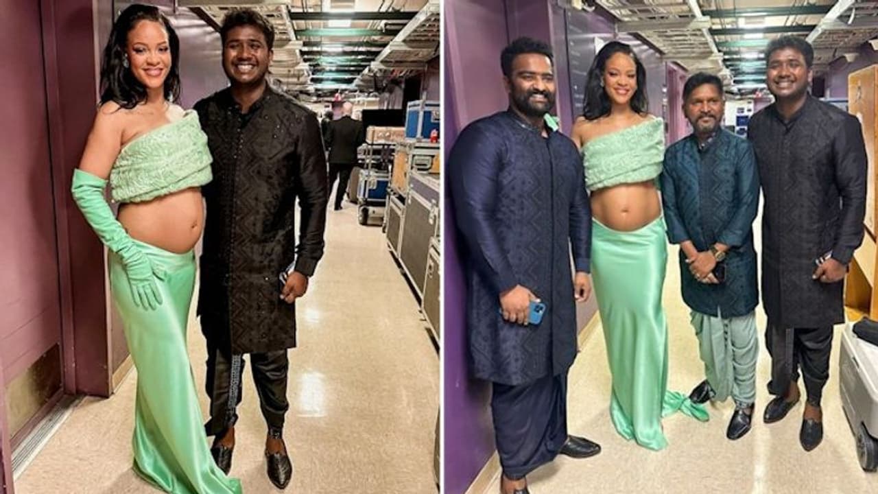 Oscars After Party surprise: Naatu Naatu singers bump into Rihanna; see pictures Oscars After Party surprise: Naatu Naatu singers bump into Rihanna; see pictures