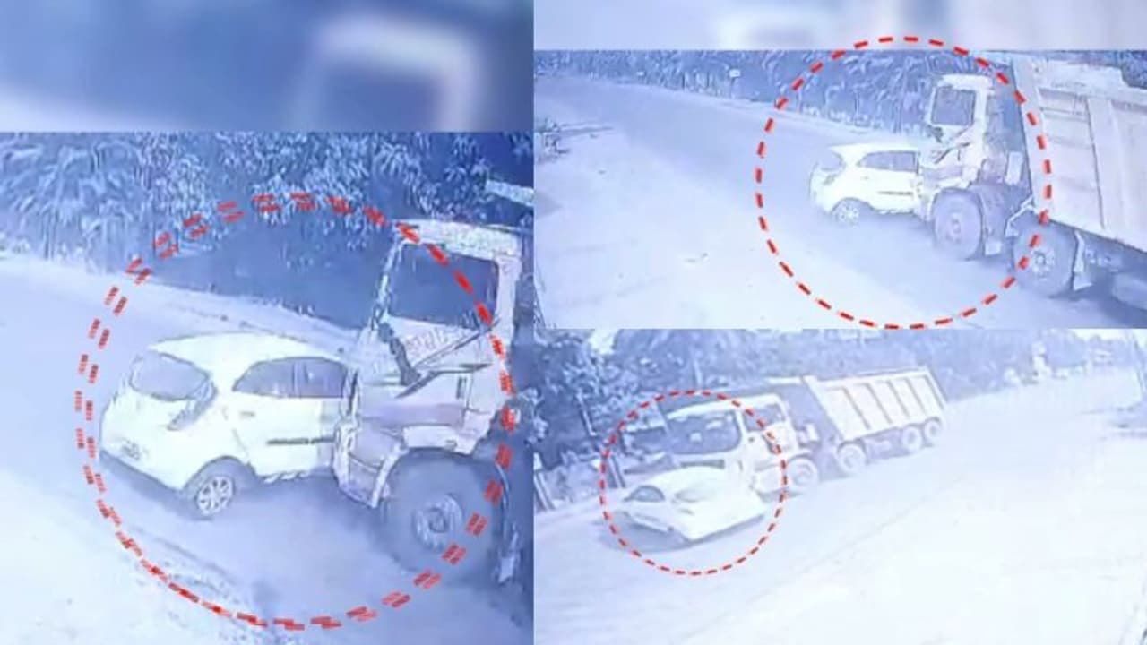 കുന്നംകുളത്ത് അപകടത്തിൽപ്പെട്ട കാറിനെ വലിച്ചിഴച്ചു കൊണ്ടു പോയി ടോറസ് ലോറി കുന്നംകുളത്ത് അപകടത്തിൽപ്പെട്ട കാറിനെ വലിച്ചിഴച്ചു കൊണ്ടു പോയി ടോറസ് ലോറി