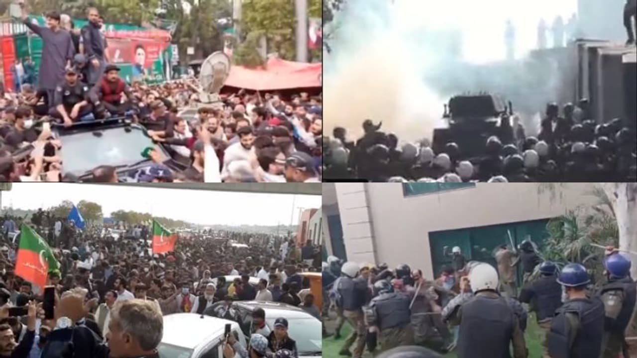 ഇമ്രാൻ ഖാൻ ഹാജരായതിന് പിന്നാലെ ഇസ്ലാമാബാദ് കോടതിയിൽ വൻസംഘ‍ര്‍ഷം, ലാഹോറിലെ വീട്ടിലും പൊലീസ് നടപടി 