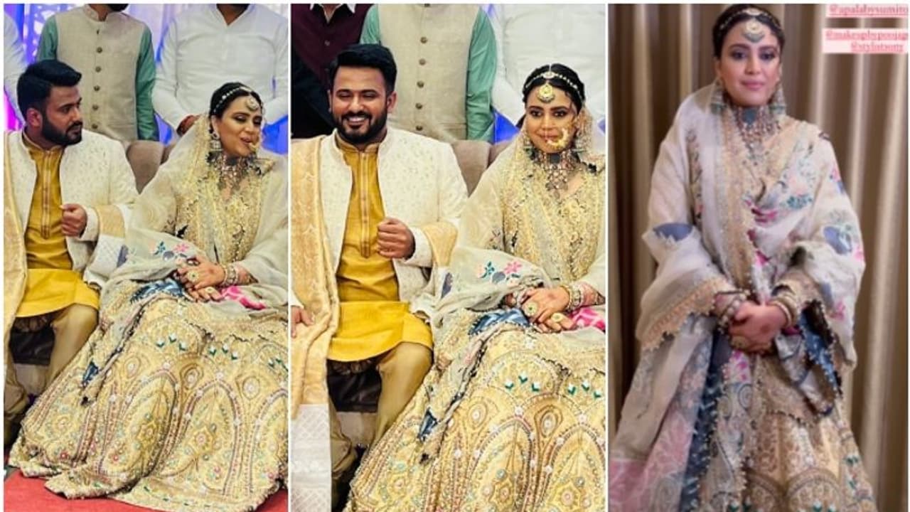 ಪಾಕ್ ಡಿಸೈನರ್ ಲೆಹಂಗಾದಲ್ಲಿ ಮಿಂಚಿದ ನಟಿ ಸ್ವರಾ ಭಾಸ್ಕರ್; ಆರತಕ್ಷತೆ ಫೋಟೋ ವೈರಲ್ 