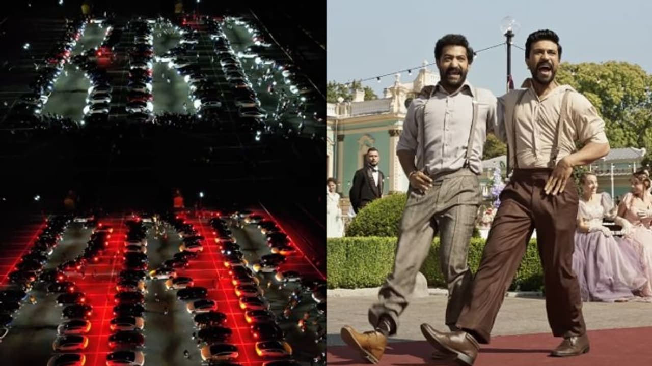 "ദുമ്മു ദുമ്മു തുടിപ്പെല്ലാം വെളിയ വിട്ട് ഉള്ള വിട്ട്.." നാട്ടു നാട്ടുവിനൊപ്പം ചുവടുവച്ച് 150 ടെസ്‍ല കാറുകള്‍!