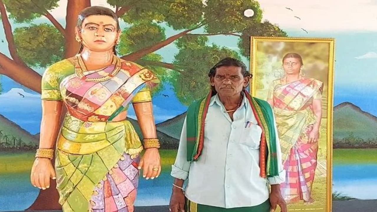 மனைவிக்கு கோயில் கட்டி கும்பிடும் அதிசய கணவர்! 500 பெண்களுக்கு சேலை, அன்னதானம்!