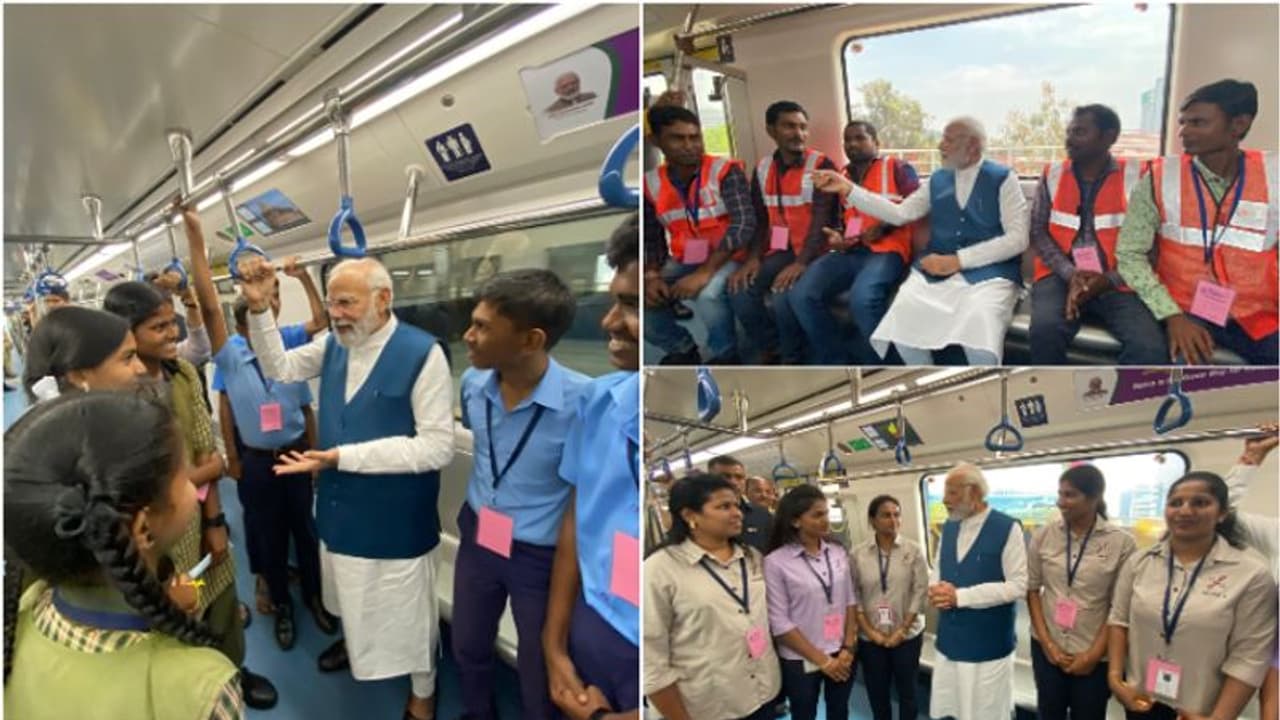 ബംഗളൂരുവിൽ പുതിയ മെട്രോ പാത തുറന്ന് മോദി,തെരഞ്ഞെടുപ്പ് ലക്ഷ്യമിട്ടുള്ള നീക്കമെന്ന് കോണ്ഗ്രസ് ബംഗളൂരുവിൽ പുതിയ മെട്രോ പാത തുറന്ന് മോദി,തെരഞ്ഞെടുപ്പ് ലക്ഷ്യമിട്ടുള്ള നീക്കമെന്ന് കോണ്ഗ്രസ്