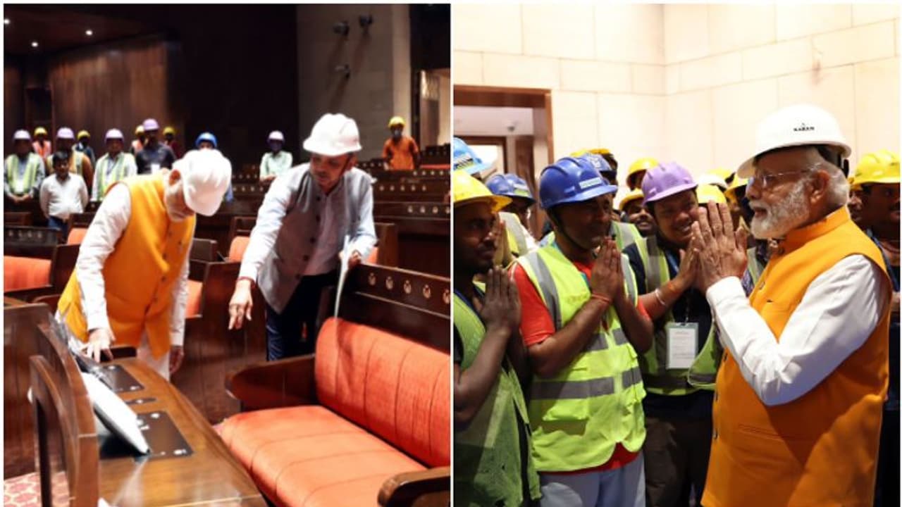 നിർമാണം പുരോ​ഗമിക്കുന്ന പാർലമെന്റിൽ അപ്രതീക്ഷിതമായി മോദി എത്തി, തൊഴിലാളികളുമായി കൂടിക്കാഴ്ച