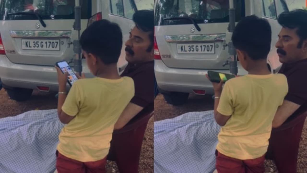 'ഇതില് വീഡിയോ കട്ട് ചെയ്യാനൊക്കെ എങ്ങനെയാണ്'? ജിയോ ബേബിയുടെ മകനില് നിന്ന് സംശയനിവാരണം നടത്തുന്ന മമ്മൂട്ടി 'ഇതില് വീഡിയോ കട്ട് ചെയ്യാനൊക്കെ എങ്ങനെയാണ്'? ജിയോ ബേബിയുടെ മകനില് നിന്ന് സംശയനിവാരണം നടത്തുന്ന മമ്മൂട്ടി