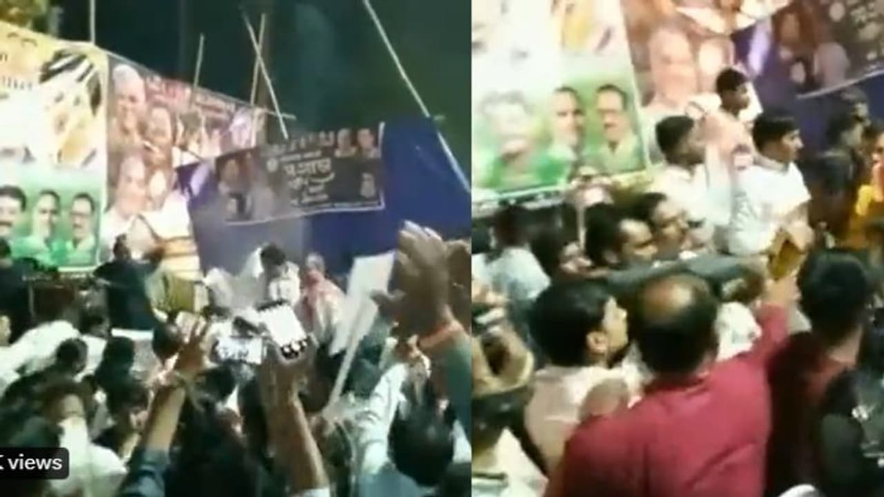 ರಾಹುಲ್ ಅನರ್ಹತೆ ವಿರೋಧಿಸಿ ಕಾಂಗ್ರೆಸ್ ಪ್ರತಿಭಟನೆ ವೇಳೆ ಕುಸಿದ ವೇದಿಕೆ: ವೀಡಿಯೋ 