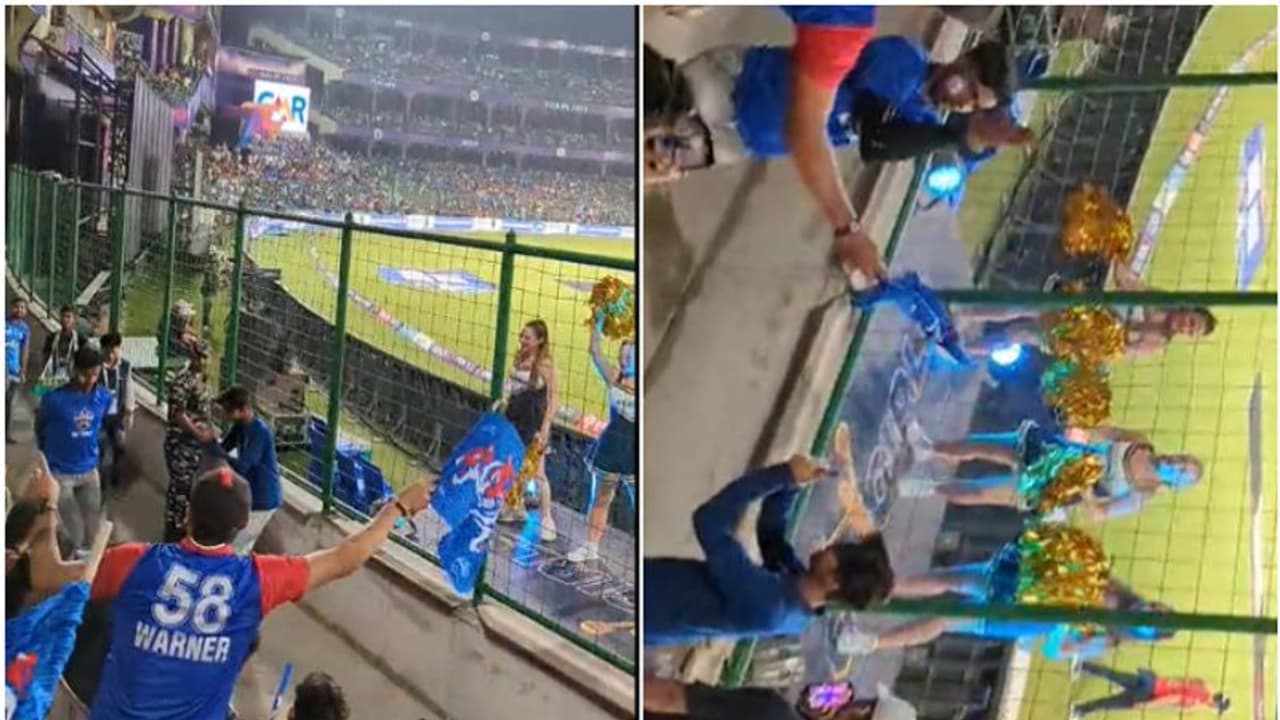 ഒരു നിമിഷം ഞെട്ടി, പിന്നെ ഒത്തുപിടിച്ചു; ചിയര്‍ലീഡേഴ്സിനെ പോലും അമ്പരിപ്പിച്ച ചുവടുകളുമായി ആരാധകൻ, വീഡിയോ