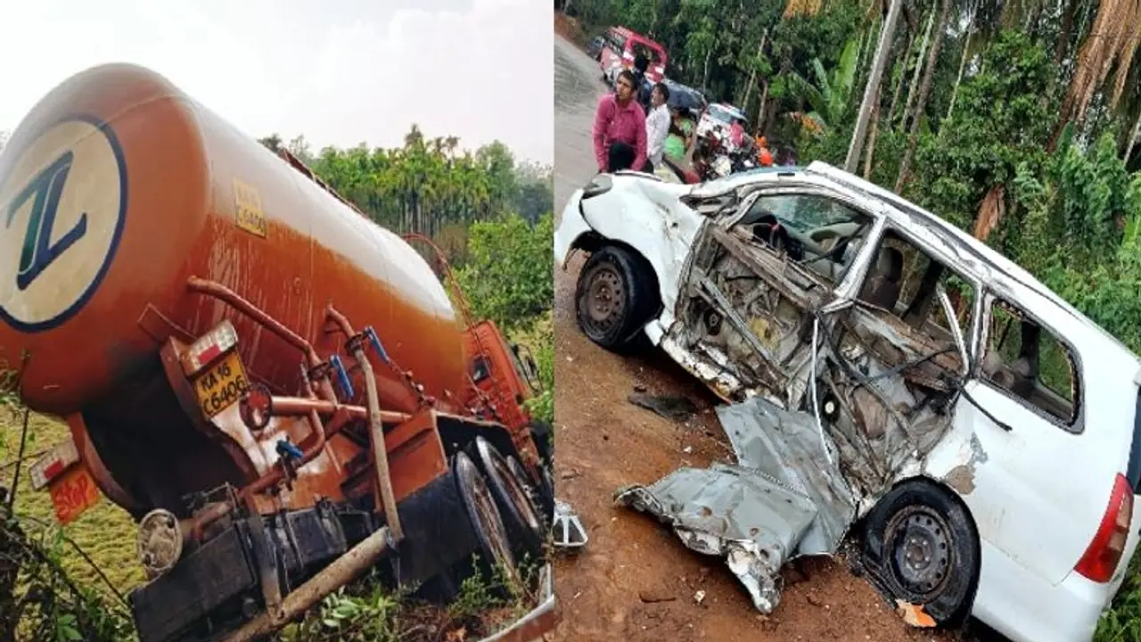 ಶಿರಸಿಯಲ್ಲಿ ಬಿಜೆಪಿ ಕಾರ್ಯಕರ್ತರ ಕಾರಿಗೆ ಗುದ್ದಿದ ಟ್ಯಾಂಕರ್ ಐವರಿಗೆ ಗಂಭೀರ ಗಾಯ ಶಿರಸಿಯಲ್ಲಿ ಬಿಜೆಪಿ ಕಾರ್ಯಕರ್ತರ ಕಾರಿಗೆ ಗುದ್ದಿದ ಟ್ಯಾಂಕರ್ ಐವರಿಗೆ ಗಂಭೀರ ಗಾಯ