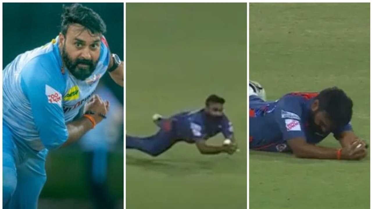 അതേ ഊ‍ർജം, അതേ തീവ്രത! പ്രായത്തില്‍ എന്ത് കാര്യം, ഡൈവ് ചെയ്ത് പന്ത് കൈപ്പിടിയിലാക്കി അമിത് മിശ്ര, വീഡിയോ