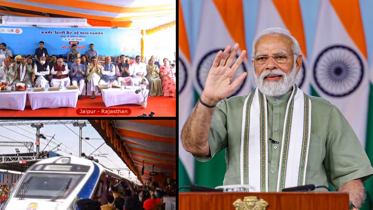 PM Modi refers to Rajasthan Cong crisis thanks friend Gehlot for still attending vende bharat express launch PM Modi refers to Rajasthan Cong crisis thanks friend Gehlot for still attending vende bharat express launch