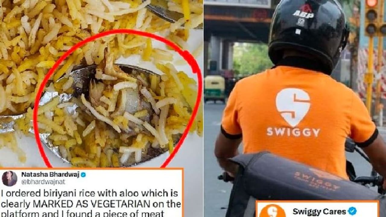 ಸ್ವಿಗ್ಗಿಯ ವೆಜ್ ಬಿರಿಯಾನಿಯಲ್ಲಿ ಸಿಕ್ತು ಮಾಂಸದ ತುಂಡು..ಮಹಿಳೆ ಕಕ್ಕಾಬಿಕ್ಕಿ! ಸ್ವಿಗ್ಗಿಯ ವೆಜ್ ಬಿರಿಯಾನಿಯಲ್ಲಿ ಸಿಕ್ತು ಮಾಂಸದ ತುಂಡು..ಮಹಿಳೆ ಕಕ್ಕಾಬಿಕ್ಕಿ!