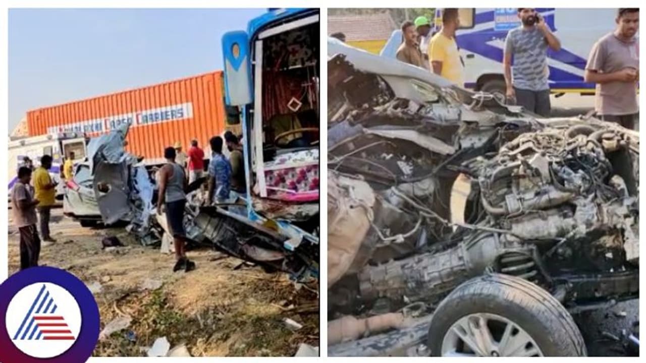 ತುಮಕೂರಿನಲ್ಲಿ ಭೀಕರ ಅಪಘಾತ, ಬಸ್ ಡಿಕ್ಕಿಯಾಗಿ ನಜ್ಜುಗುಜ್ಜಾದ ಕಾರು: ಮಗು ಸೇರಿ 5 ಮಂದಿ ದುರಂತ ಅಂತ್ಯ