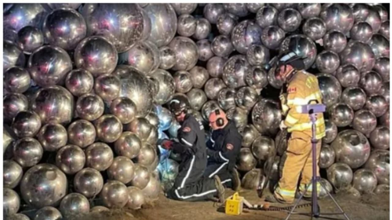 കലാസൃഷ്ടിക്കുള്ളില്‍പ്പെട്ട് പോയ യുവാവിനെ അഗ്നിശമന സേന രക്ഷപ്പെടുത്തി; നാല് ലക്ഷം പിഴ, വൈറല്‍ വീഡിയോ! 