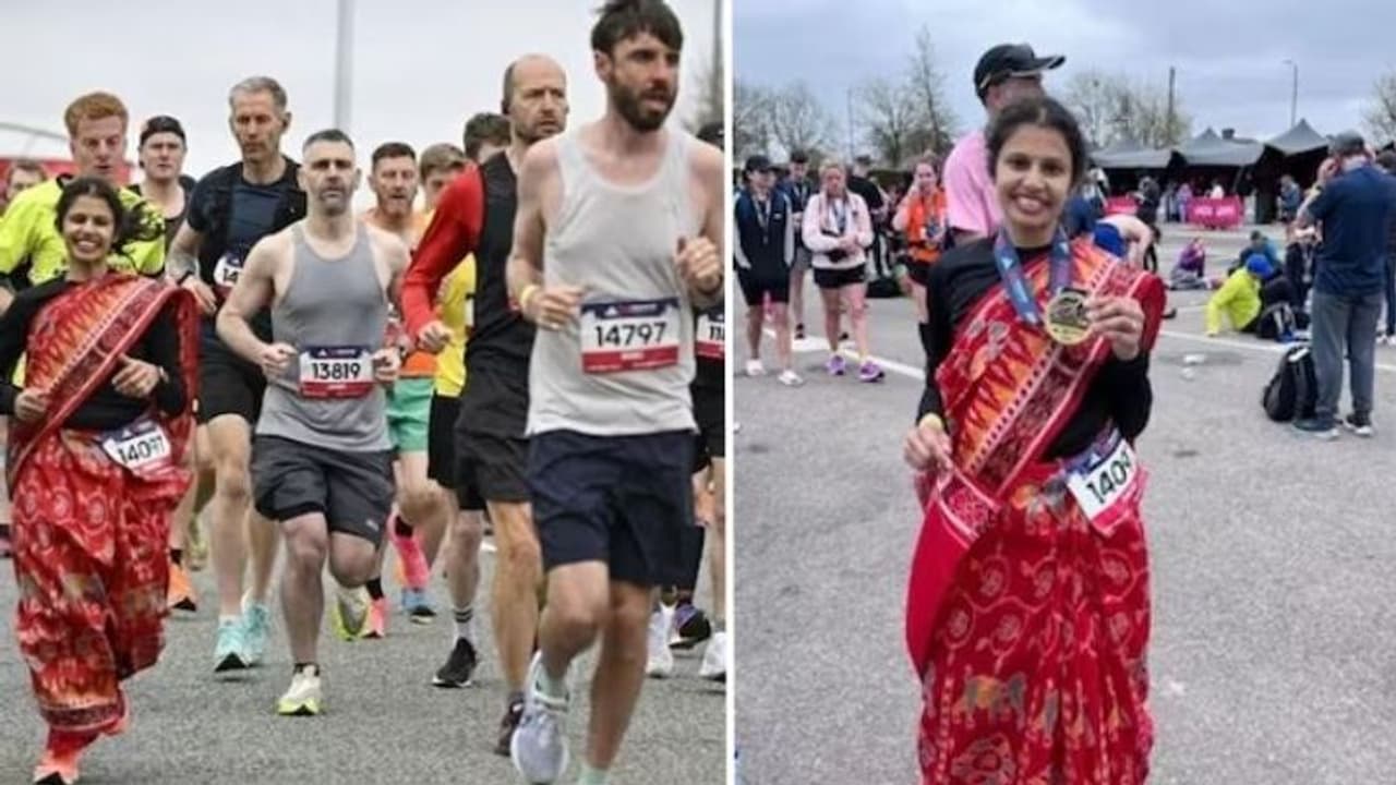 சம்பல்புரி சேலை அணிந்து மாரத்தான் ஓடிய இந்திய பெண்.. சமூக வலைத்தளங்களில் குவியும் பாராட்டுகள் சம்பல்புரி சேலை அணிந்து மாரத்தான் ஓடிய இந்திய பெண்.. சமூக வலைத்தளங்களில் குவியும் பாராட்டுகள்