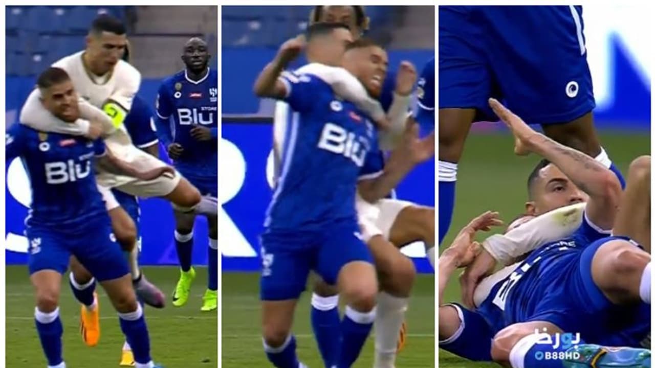 മലര്ത്തിയടിക്കാന് ഇത് ഗുസ്തിയല്ല! എതിര്താരത്തെ കഴുത്തിന് പിടിച്ചു നിലത്തിട്ട് ക്രിസ്റ്റ്യാനോ; മഞ്ഞ കാര്ഡ് മലര്ത്തിയടിക്കാന് ഇത് ഗുസ്തിയല്ല! എതിര്താരത്തെ കഴുത്തിന് പിടിച്ചു നിലത്തിട്ട് ക്രിസ്റ്റ്യാനോ; മഞ്ഞ കാര്ഡ്