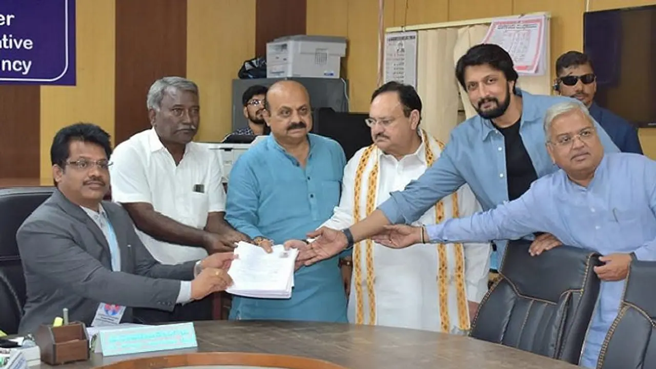 Karnataka Election 2023: CM Basavaraj Bommai files nomination; holds road show with Nadda, Sudeep Karnataka Election 2023: CM Basavaraj Bommai files nomination; holds road show with Nadda, Sudeep