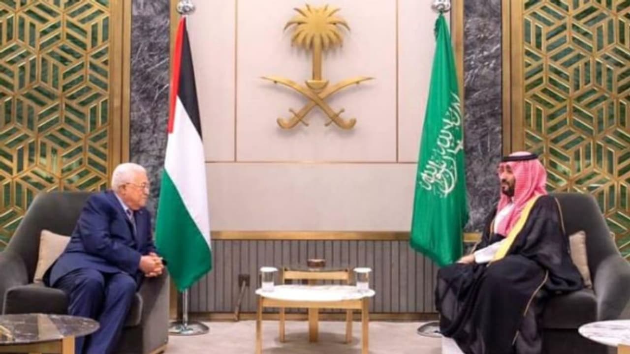 ഫലസ്തീൻ പ്രശ്നങ്ങൾ ചർച്ച ചെയ്ത് പ്രസിഡൻറ് മഹമൂദ് അബ്ബാസും സൗദി കിരീടാവകാശിയും ഫലസ്തീൻ പ്രശ്നങ്ങൾ ചർച്ച ചെയ്ത് പ്രസിഡൻറ് മഹമൂദ് അബ്ബാസും സൗദി കിരീടാവകാശിയും