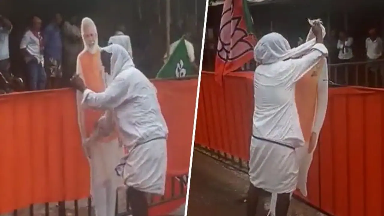Karnataka Election 2023: Modi is God, says Devanahalli villager seen cleaning PM's cut out amid downpour
