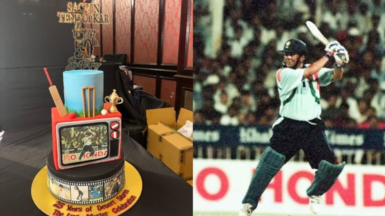  സച്ചിന്‍റെ 'മരുഭൂമിയിലെ കൊടുങ്കാറ്റിന്' 25 വയസ്, സ്പെഷല്‍ കേക്ക് മുറിച്ച് ആഘോഷിച്ച് ബാറ്റിംഗ് ഇതിഹാസം