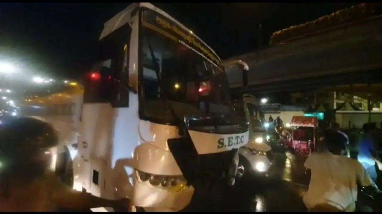 தாம்பரத்தில் சாலையை கடந்தவர்கள் மீது அரசு பேருந்து மோதி விபத்து; 5 பேர் படுகாயம்