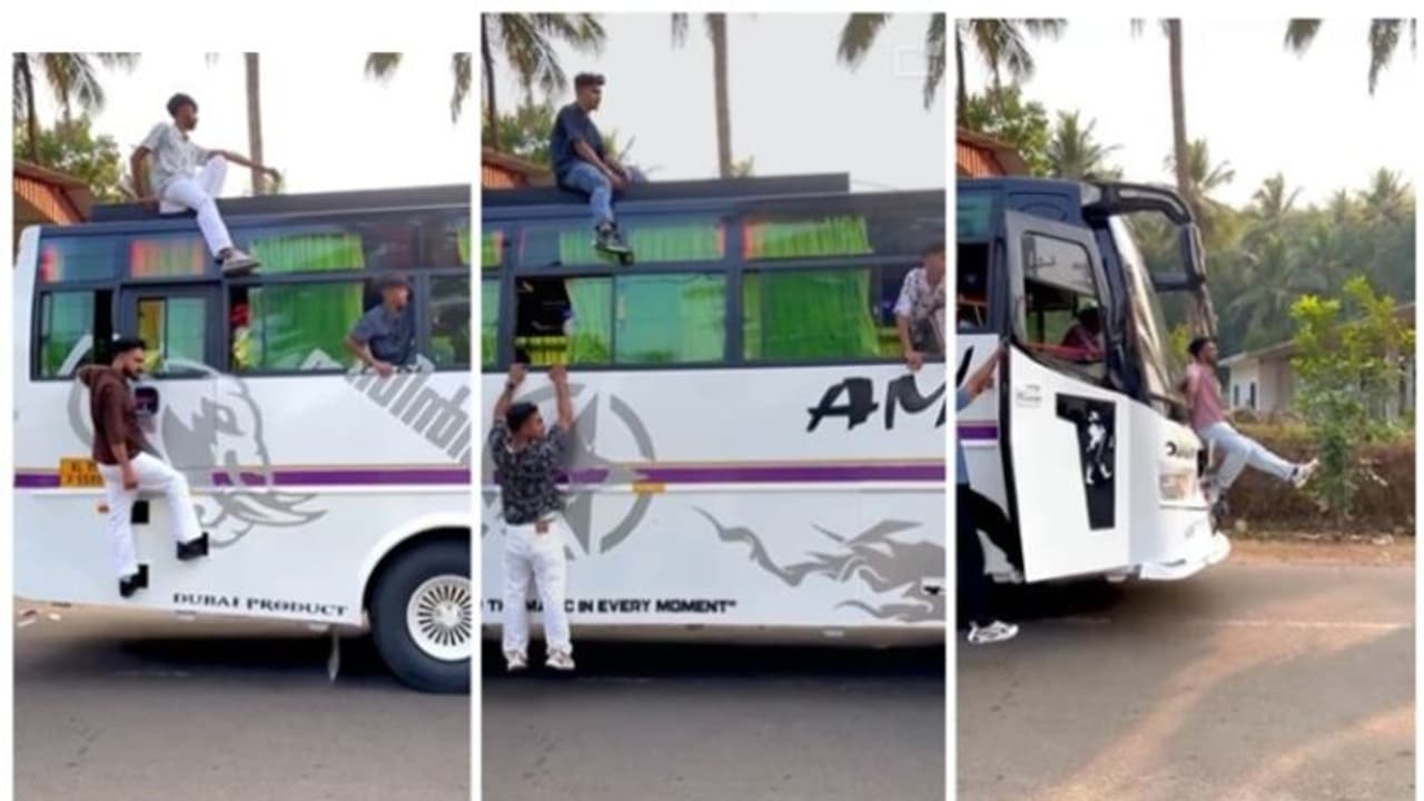 ഓടുന്ന ബസിന് മുകളിൽ നിന്ന് വിദ്യാര്ത്ഥികളുടെ റീൽസ്; വീഡിയോ പ്രചരിച്ചതോടെ എംവിഡി ഇടപെൽ, ഫിറ്റ്നസ് റദ്ദാക്കി ഓടുന്ന ബസിന് മുകളിൽ നിന്ന് വിദ്യാര്ത്ഥികളുടെ റീൽസ്; വീഡിയോ പ്രചരിച്ചതോടെ എംവിഡി ഇടപെൽ, ഫിറ്റ്നസ് റദ്ദാക്കി